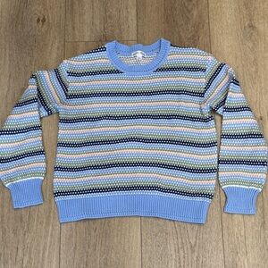 100% Cotton Northern Reflections Blue and Green Striped Crewneck Sweater